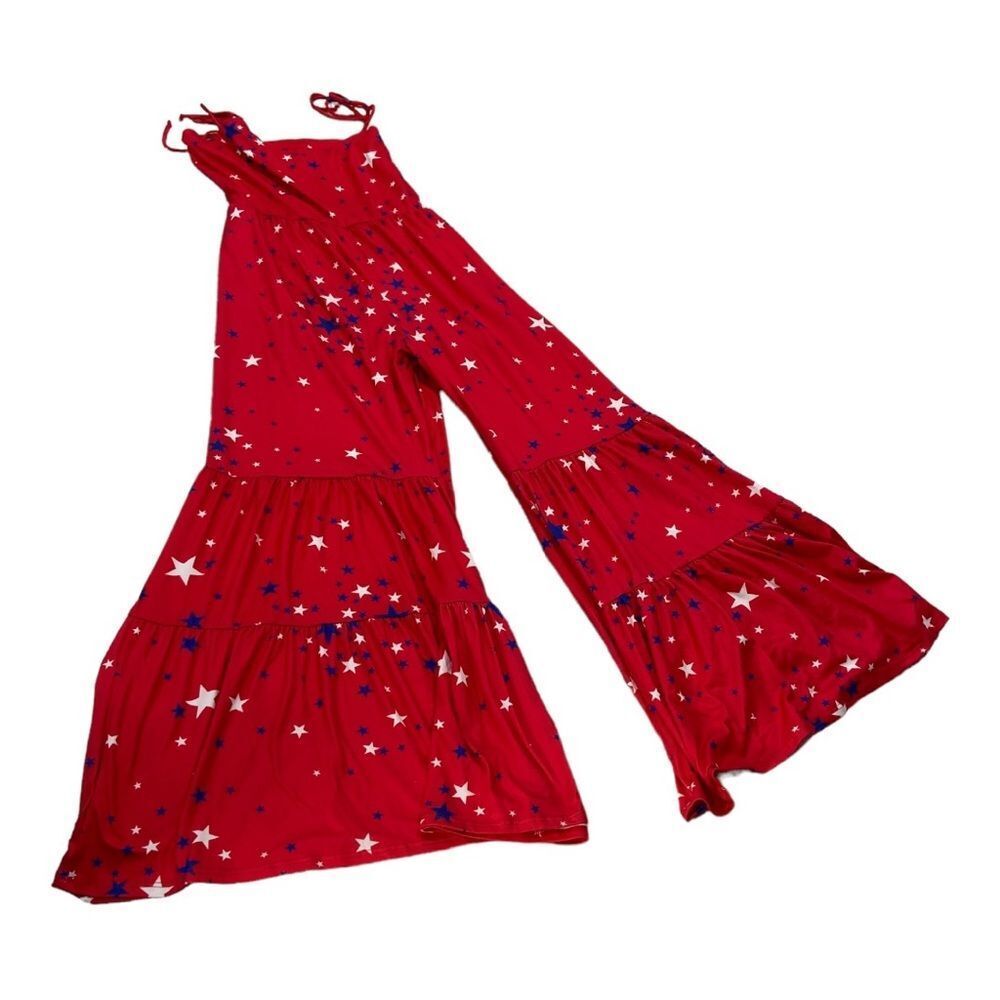Peach Love California Small Patriotic with Stars ⭐️ Sleeveless Jumpsuit